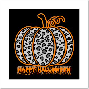 Leopard Print Pumpkin Halloween tee Posters and Art